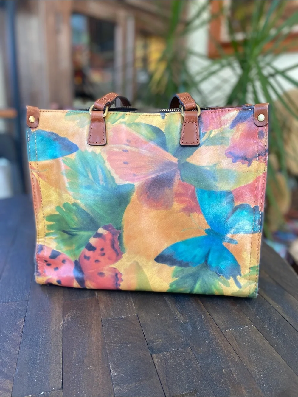 Patricia Nash Watercolor Butterfly leather AVA Tote - Picture 2 of 10